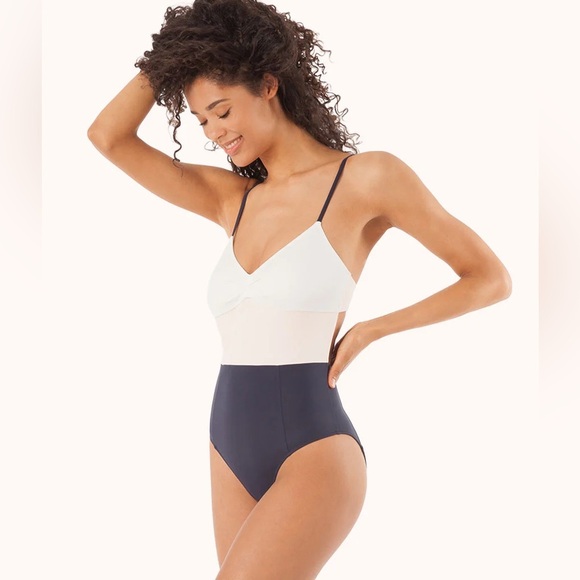 LIVELY Colorblock Ruched Low Back One-Piece Swimsuit Bathing Suit - Picture 5 of 14